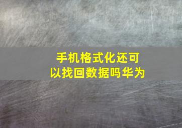 手机格式化还可以找回数据吗华为