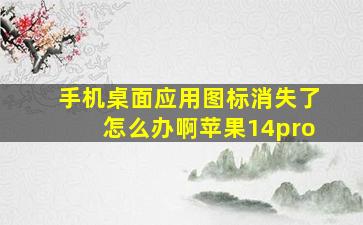 手机桌面应用图标消失了怎么办啊苹果14pro