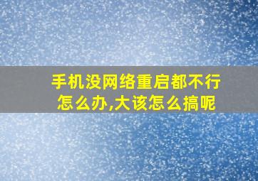 手机没网络重启都不行怎么办,大该怎么搞呢