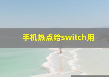 手机热点给switch用