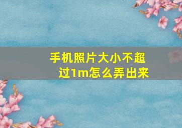 手机照片大小不超过1m怎么弄出来