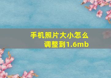 手机照片大小怎么调整到1.6mb