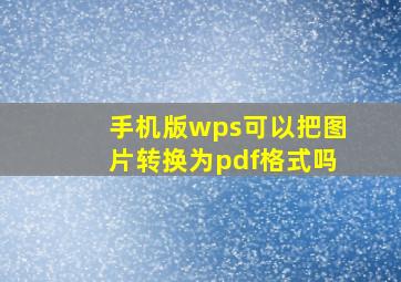 手机版wps可以把图片转换为pdf格式吗