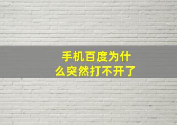 手机百度为什么突然打不开了