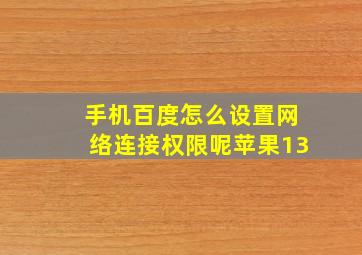 手机百度怎么设置网络连接权限呢苹果13