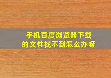 手机百度浏览器下载的文件找不到怎么办呀