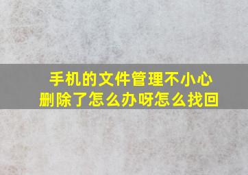 手机的文件管理不小心删除了怎么办呀怎么找回