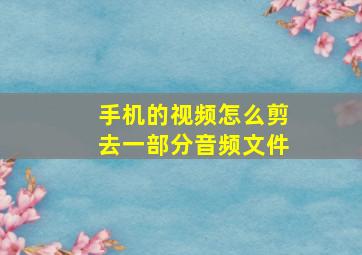 手机的视频怎么剪去一部分音频文件