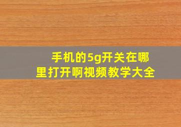 手机的5g开关在哪里打开啊视频教学大全