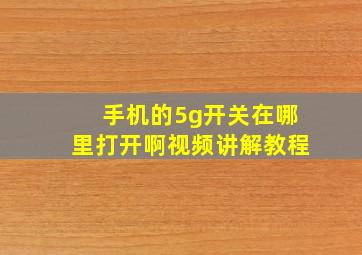 手机的5g开关在哪里打开啊视频讲解教程