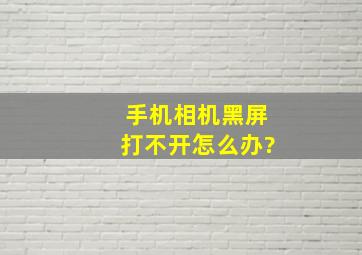 手机相机黑屏打不开怎么办?