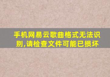 手机网易云歌曲格式无法识别,请检查文件可能已损坏