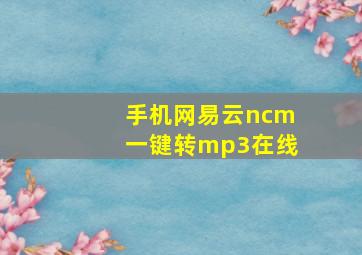 手机网易云ncm一键转mp3在线