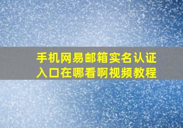 手机网易邮箱实名认证入口在哪看啊视频教程