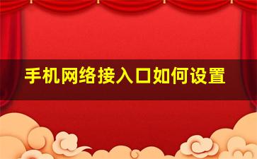 手机网络接入口如何设置