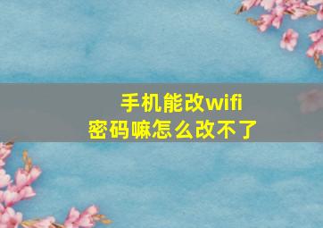 手机能改wifi密码嘛怎么改不了