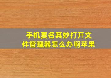 手机莫名其妙打开文件管理器怎么办啊苹果