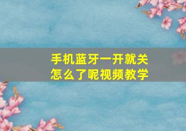 手机蓝牙一开就关怎么了呢视频教学