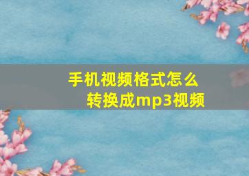 手机视频格式怎么转换成mp3视频