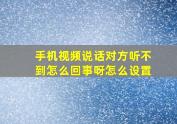 手机视频说话对方听不到怎么回事呀怎么设置