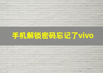 手机解锁密码忘记了vivo