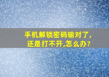 手机解锁密码输对了,还是打不开,怎么办?