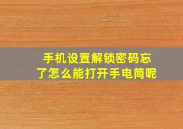 手机设置解锁密码忘了怎么能打开手电筒呢