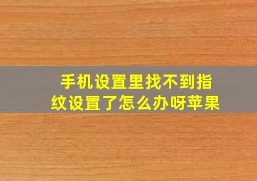 手机设置里找不到指纹设置了怎么办呀苹果