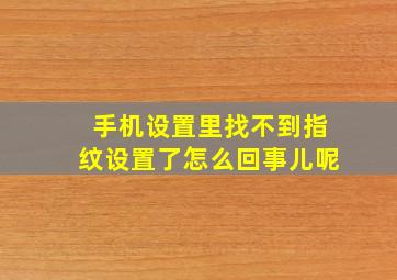 手机设置里找不到指纹设置了怎么回事儿呢