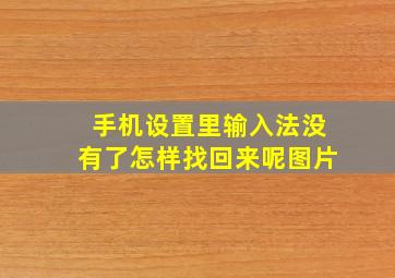 手机设置里输入法没有了怎样找回来呢图片