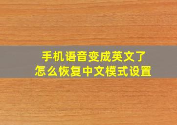 手机语音变成英文了怎么恢复中文模式设置