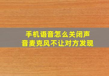 手机语音怎么关闭声音麦克风不让对方发现