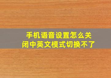 手机语音设置怎么关闭中英文模式切换不了