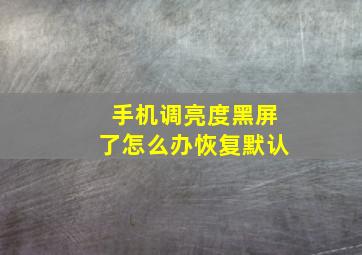 手机调亮度黑屏了怎么办恢复默认