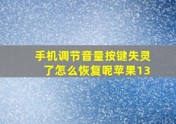 手机调节音量按键失灵了怎么恢复呢苹果13