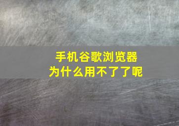 手机谷歌浏览器为什么用不了了呢