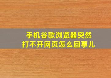 手机谷歌浏览器突然打不开网页怎么回事儿