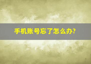 手机账号忘了怎么办?