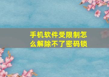 手机软件受限制怎么解除不了密码锁