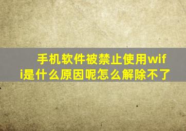 手机软件被禁止使用wifi是什么原因呢怎么解除不了