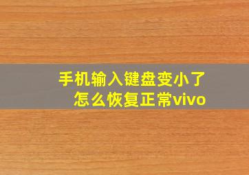 手机输入键盘变小了怎么恢复正常vivo