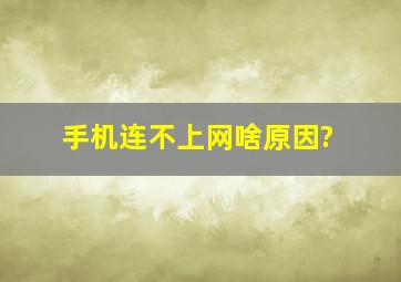 手机连不上网啥原因?