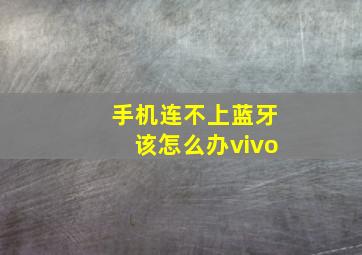 手机连不上蓝牙该怎么办vivo