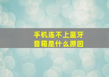 手机连不上蓝牙音箱是什么原因