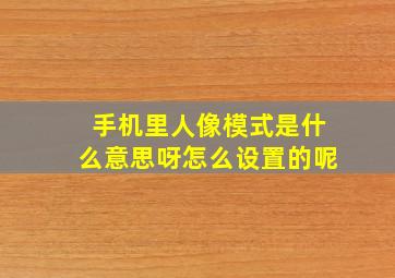 手机里人像模式是什么意思呀怎么设置的呢