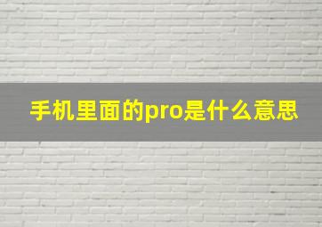 手机里面的pro是什么意思