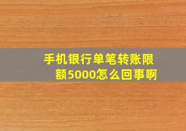 手机银行单笔转账限额5000怎么回事啊