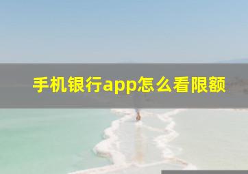 手机银行app怎么看限额