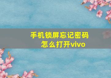 手机锁屏忘记密码怎么打开vivo