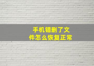 手机错删了文件怎么恢复正常